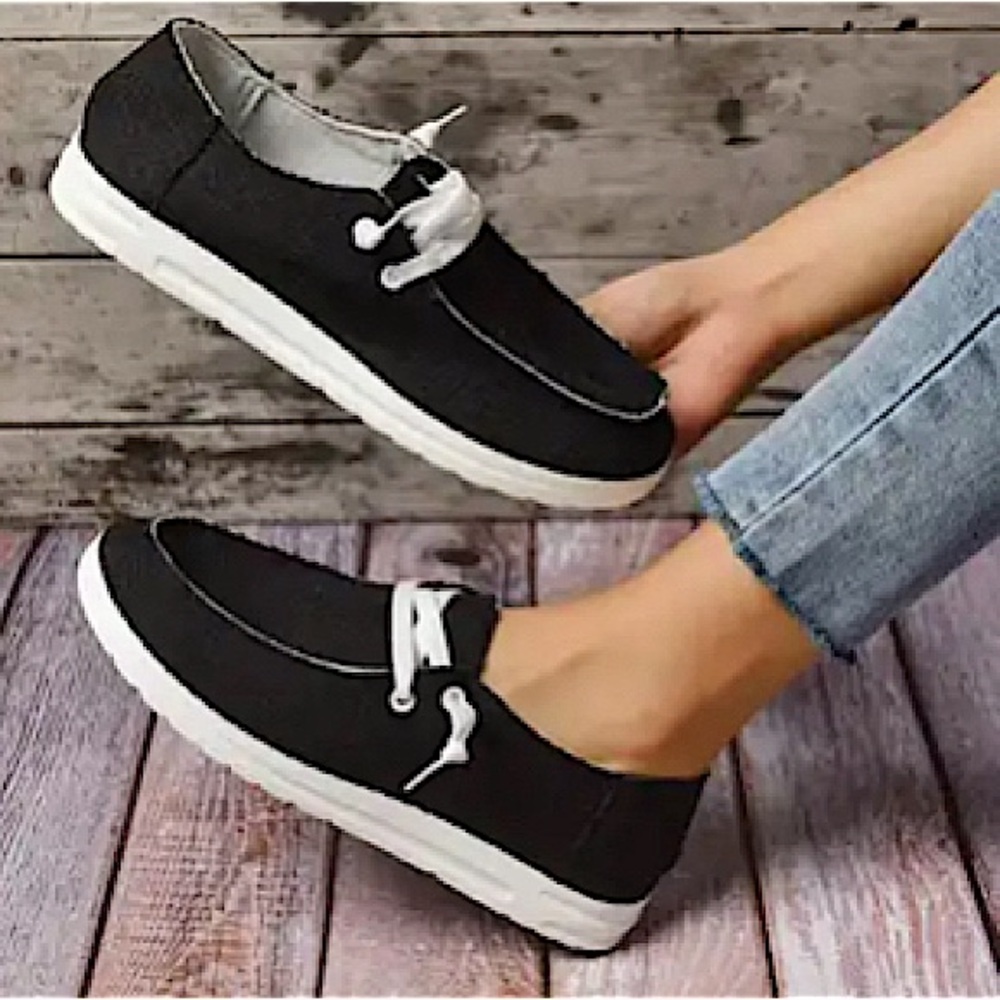 Black canvas loafers